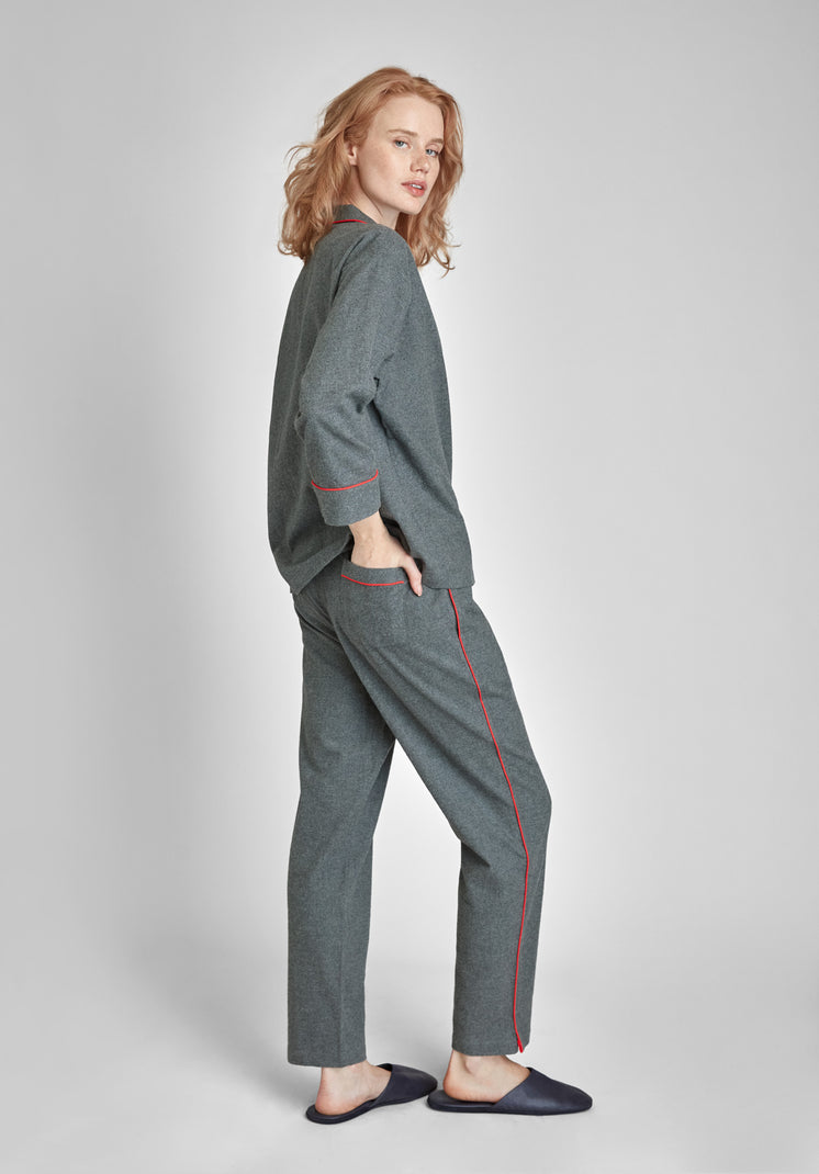 Marina Pajama Set in Charcoal Grey Flannel